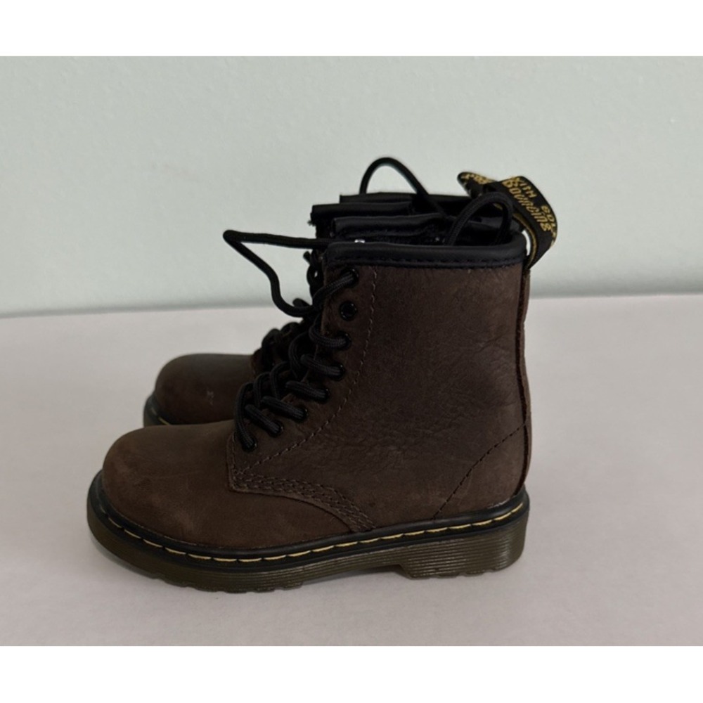 Dr. Martens Brooklee Toddler Leather Boots Dark Brown‎ Size Zip Size 7 NEW